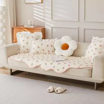 Idyllic Small Floral Sofa Cushion Pure Cotton Ins Four Seasons Universal Shaped Leather Sofa Cover Living Room Sofa Cushion New 70*70cm