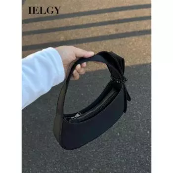 IELGY Черная сумка, сумка с бантом в форме полумесяца, универсальная сумка из высококачественной фактуры. чёрный