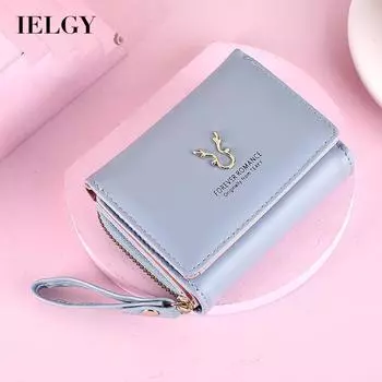 IELGY Короткий женский кошелек из искусственной кожи на молнии красный