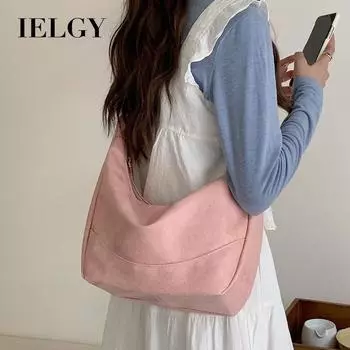 IELGY large-capacity dumpling bag, one-shoulder messenger, pink tote bag for students to commute to class розовый