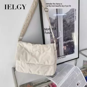 IELGY Женская простая литературно-художественная сумка-мессенджер большой вместимости с ромбами, небольшая свежая и универсальная сумка-мессенджер. (нет кулона) белый