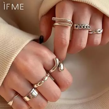 iF ME 7 шт. роскошное кольцо из нержавеющей стали простые кольца ювелирные изделия для женщин женское модное стерлинговое кольцо вечеринка свадебные украшения подарок