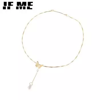 IF ME Ins корейский ретро кулон с жемчугом и бабочкой золотое ожерелье элегантные простые ожерелья колье ювелирные аксессуары