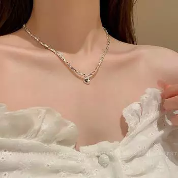 IF ME сердце серебряное ожерелье для женщин модная простая цепочка с подвеской ожерелья ювелирные аксессуары