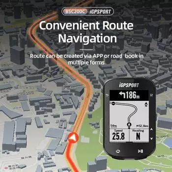 IGPSPORT BSC200C GPS велосипедный компьютер велосипедный одометр беспроводной спидометр маршрут навигация ANT + Bluetooth5.0 аксессуары