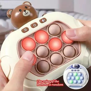 Игра Fidget Quick Push Bubble Game Handle Toys Антистрессовые игрушки для мальчиков и девочек со светодиодным игровым автоматом Игрушки для снятия стресса коричневый