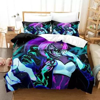 Игра Kda Самый плохой комплект постельного белья Single Twin Full Queen King Size комплект постельного белья Aldult Kid Bedroom Duvetcover Sets Anime Bed Sheet Set 70x133cm 2pcs