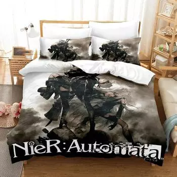 Игра NieR Automata YoRHa No.2 Тип B 2B Комплект постельного белья Double Twin King Пододеяльник Одеяло Наволочка Мальчики Девочки Взрослые Спальня EU Single 135x200cm