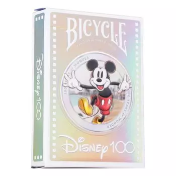 Игральные карты Bicycle Disney Limited Edition 100th Anniversary с голографической фольгой, более 20 знаковых серебряных персонажей Disney, 10040761, белый