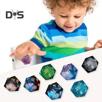 Игральные кости Liquid Core Resin Dice Sharp Edge 20-сторонние игральные кости золотисто-серебристого цвета с цифрами Многогранные игральные кости Quicksand Multi-sided D20 игральные кости для ролевой игры Реквизит для игральных костей золотистый/чёрный