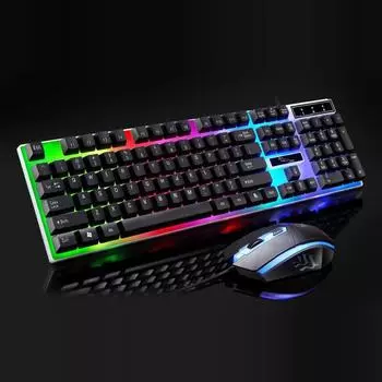 Игровая клавиатура, ноутбук, проводная офисная игровая USB-клавиатура и мышь с подсветкой белый