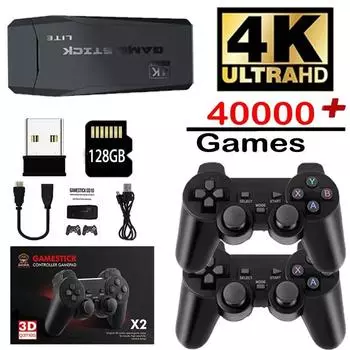 Игровая консоль GD10, 2,4 ГБ, беспроводная связь с двойной ручкой, 4k HD для PS1/PSP/GBA, игровой контроллер для ТВ, 128 ГБ, встроенный 40000 + игры