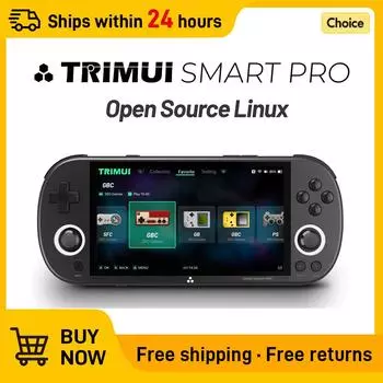 Игровая консоль в стиле ретро Trimui Smart Pro, портативная игровая консоль, 4,96 дюйма, IPS-экран, система Linux, джойстик, RGB-подсветка, Smartpro, новинка 2024 года