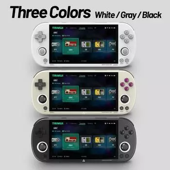 Игровая консоль в стиле ретро Trimui Smart Pro, портативная игровая консоль, 4,96 дюйма, IPS-экран, система Linux, джойстик, RGB-подсветка, Smartpro, новинка 2024 года No Card чёрный