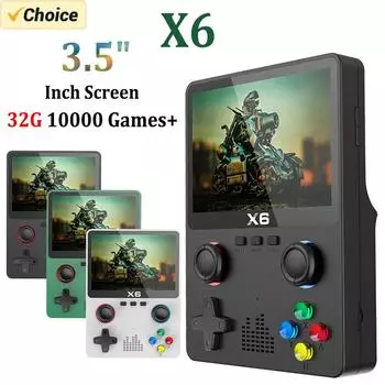 Игровая консоль X6, игровая консоль в стиле ретро, 3,5/4 дюйма, IPS экран, портативный портативный игровой плеер, 10000+ классических игр, подарки для детей белый