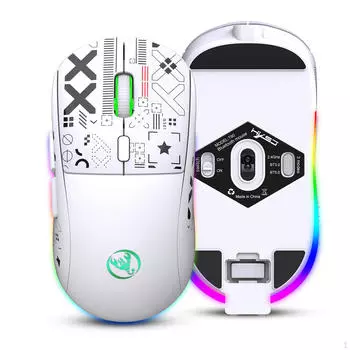 Игровая мышь 2.4G, тройной режим (Двойной Bluetooth + USB) с USB-приемником Эргономичный, 3600 точек на дюйм, беспроводной