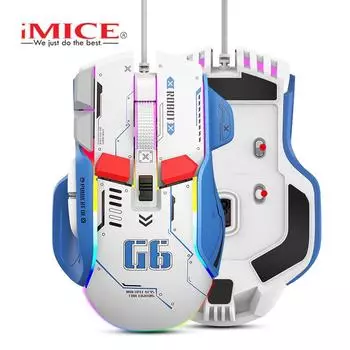 Игровая мышь iMice 12800 DPI, проводная USB-мышь, 12 кнопок, определение макросов, профессиональное решение для игровой техники, мышь с подсветкой RGB белый