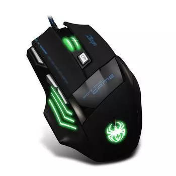 Игровая мышь ZELOTES T-80, 7200 точек на дюйм, многоцветная светодиодная оптическая 7-кнопочная мышь с подсветкой, проводная через USB