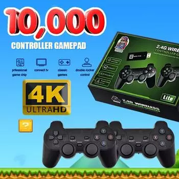 Игровая приставка 4k, 10 мил, ретро, старая, с 2 элементами управления, беспроводная портативная консоль 32G (3500 games)