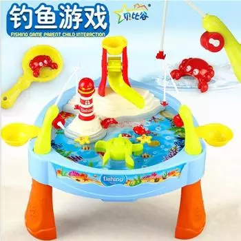 Игровой домик, электрическая платформа для рыбалки на воде со светомузыкой, раннее образование, детская рыбалка, рыбка может плавать, пластина для рыбалки