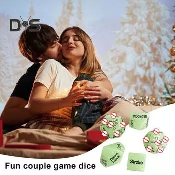 Игровой набор из 5 игральных костей Naughty Dice, светящиеся в темноте акриловые игральные кости Sexy Love для вечеринки в паре с золотыми узорами чёрный