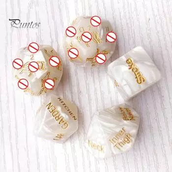 Игровой набор из 5 игральных костей Naughty Dice, светящиеся в темноте акриловые игральные кости Sexy Love для вечеринки в паре с золотыми узорами чёрный