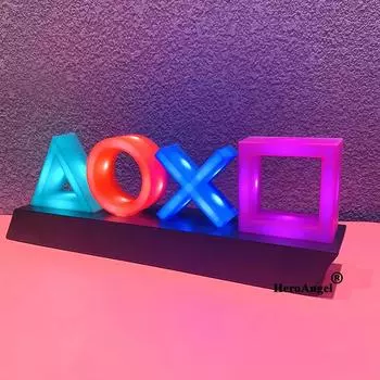 Игровой значок свет для PS4 Playstation музыкальная лампа голосовое управление светодиодная неоновая лампа атмосферное украшение для бара питание от USB/батарейки
