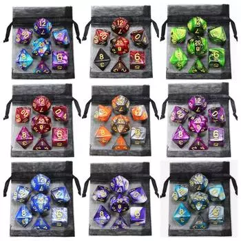 Игровые кости DND, ролевые игральные кости, набор кубиков для смешивания цветов с сумкой, 9 различных стилей, доступных для портативных игрушек, DND, RPG, TRPG, игры