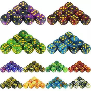 Игровые кости T&G, 10 шт./компл., игральные кости D6 диаметром 12 мм с золотой стандартной точкой для настольной игры