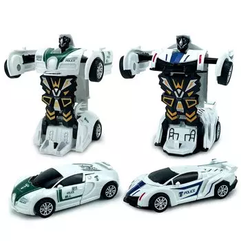 Игрушечный автомобиль, робот, трансформация, Трансформация, Drive Car, полицейская машина, робот, игрушка, детская игрушка, трансформация в один клик, мальчик, подвижные соединения, изысканный