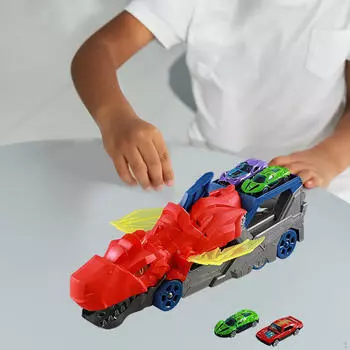 Игрушечный набор для гоночных трасс Dinosaur Launch Transporter Launcher Vehicle Playset red with 6 car