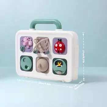 Игрушка Бизиборд 6-в-1, Дошкольное Сенсорное Развитие, Идеальный Праздничный Подарок для Мальчиков и Девочек зелёный