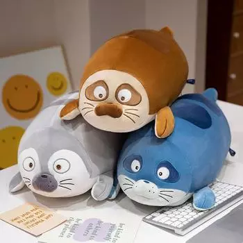 Игрушка детская спящая подушка подарки для детей девочка 40~80 см подушка морской лев пухлая 3D кукла морской лев с большими глазами плюшевая мягкая декорация 40cm синий