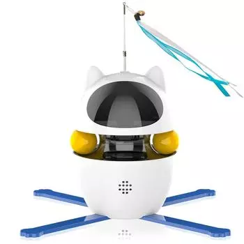 Игрушка для кошек 4 в 1, умная автоматическая палка для дразнения с вращением на 360 градусов, перезаряжаемый интерактивный мяч для кормления белый