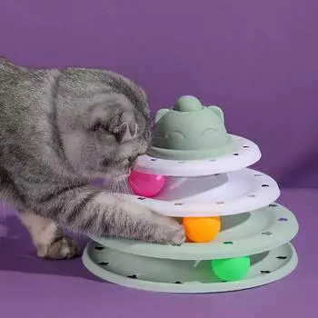 Игрушка для кошек, башня, проигрыватель, роликовые шарики, игрушки, интерактивная разведка, тренировочная дорожка, головоломка, забавные аксессуары для игр синий