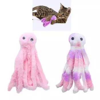 Игрушка для кошек Милая плюшевая кошачья мята Осьминог Коренной жезл Устойчивая к укусам игрушка-дразнилка для кошек Игрушка для лизания котят Подарок для снятия беспокойства розовый