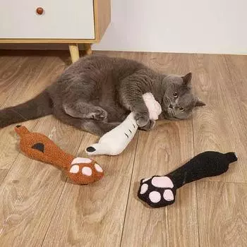 Игрушка для кошек с кошачьей мятой, прочная, устойчивая к разрывам, плюшевая игрушка для домашних животных, милая игрушка в форме кошачьей лапки, жевательная игрушка для котят с кошачьей мятой, товары для животных коричневый