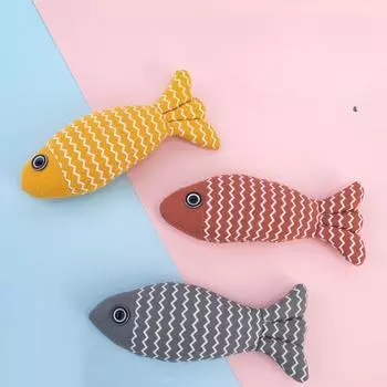 Игрушка для кошек, тряпичная кукла, имитация рыбы из мешковины, содержащая кошачью мяту для облегчения скуки, подушка в виде сайры и забавная игрушка для кошек 20*8cm