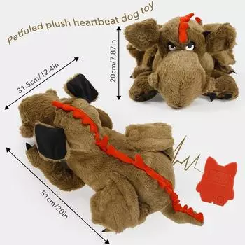 Игрушка для собак Fire Dragon Dog Heartbeat, Плюшевая игрушка для дрессировки щенков, игрушка для сна, Умные игрушки для собак-компаньонов для домашних животных,
