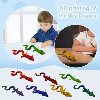 Игрушка дракон, напечатанная на 3D-принтере, складная игрушка дракон, напечатанная на 3D-принтере, гибкая игрушка-статуэтка дракона для детей с СДВГ, украшение для дома One Size