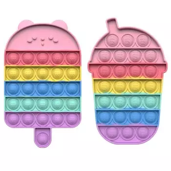 Игрушка HUAZONTOM Push Pop Bubble Squeeze Товары для снятия стресса Развивающая игрушка Тапиока Игровая доска Товары для снятия стресса Подарочный набор из 2 шт. Холодный молочный чай Макарон