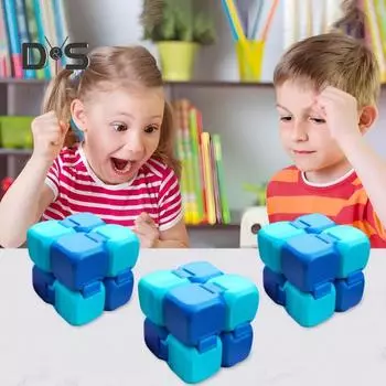 Игрушка Infinity Cube, снимающая стресс, игровой кубик, гаджет, напечатанный на 3D-принтере, успокаивающий кубик для пальцев для детей и взрослых, избавление от беспокойства синий