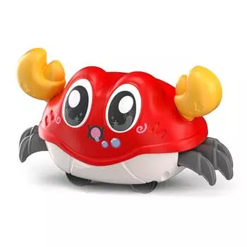 Игрушка-краб для детей Pull Back, интерактивная игрушка для животика, мультяшное животное, милая ползающая игрушка-краб для малышей, красная красный