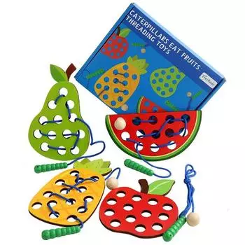 Игрушка со шнуровкой, гусеницы, игра с фруктами, мелкая моторика, Монтессори, развивающие игрушки для детей, подарок
