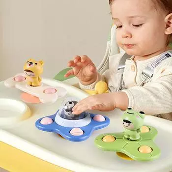 Игрушка-спиннер на присоске для мальчиков и девочек 1, 2, 3 лет, спиннер для рук, сенсорные игрушки, игры для снятия стресса, вращающаяся погремушка