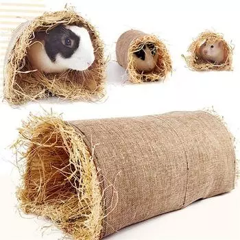 Игрушка-убежище для кроликов, соломенная трава, игрушка-тоннель для кроликов, аксессуары для хомяков, морских свинок, шиншилл, хорьков, крыс, грызунов, клетка