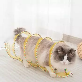 Игрушки для кошек, кошачий туннель, дразнилка, устойчивая к укусам, самоуспокоение, мышка, перо, лагуна, складные игрушки для кошек, товары для кошек жёлтый