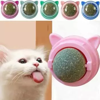 Игрушки для кошек с кошачьей мятой, настенные шарики для кошек, наклейка, игрушка для домашних животных, здоровое натуральное удаление волос, шарики для улучшения пищеварения, мята для дома