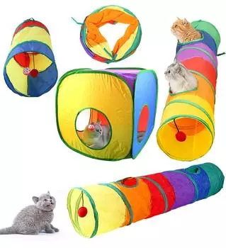 Игрушки для кошек, туннель, складной куб, игры для кошек, туннель, домик для котят, забавный питомец, труба для дрессировки маленьких собак, аксессуар