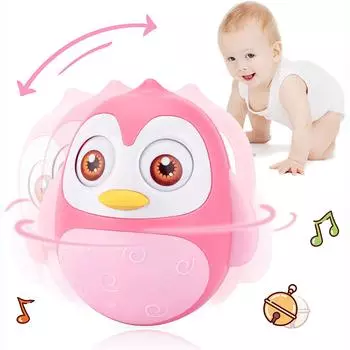Игрушки для малышей Roly Poly от 6 до 12 месяцев, воблер на животике, воблер с пингвином, игрушки для маленьких мальчиков и девочек, подарки 13x12x10cm розовый